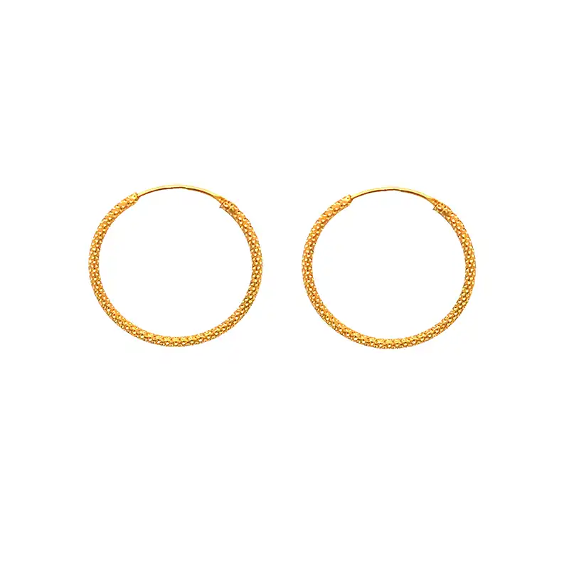 Timeless Elegance & Luxury - Yellow Gold Hoops Earrings - Diameter 22 mm